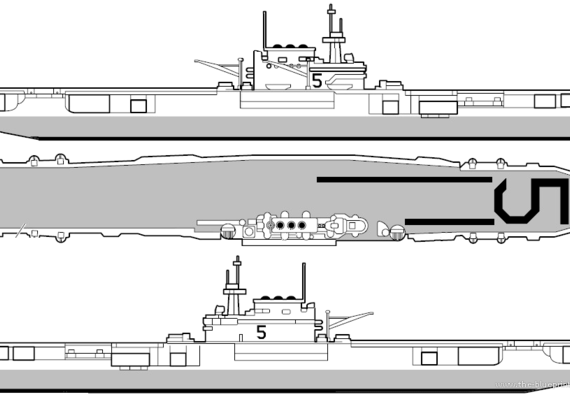 Корабль USS CV-5 Yorktown [Aircraft Carrier] (1942) - чертежи, габариты, рисунки
